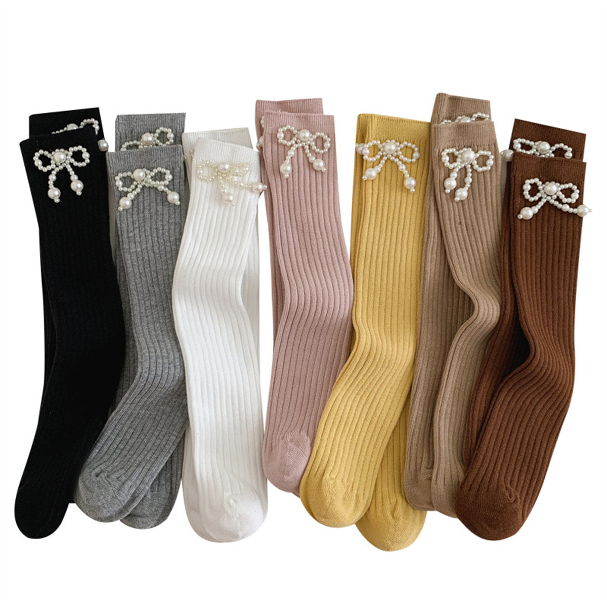 Children's Temperament Pearl Sweet Lady Style Boneless Middle Socks