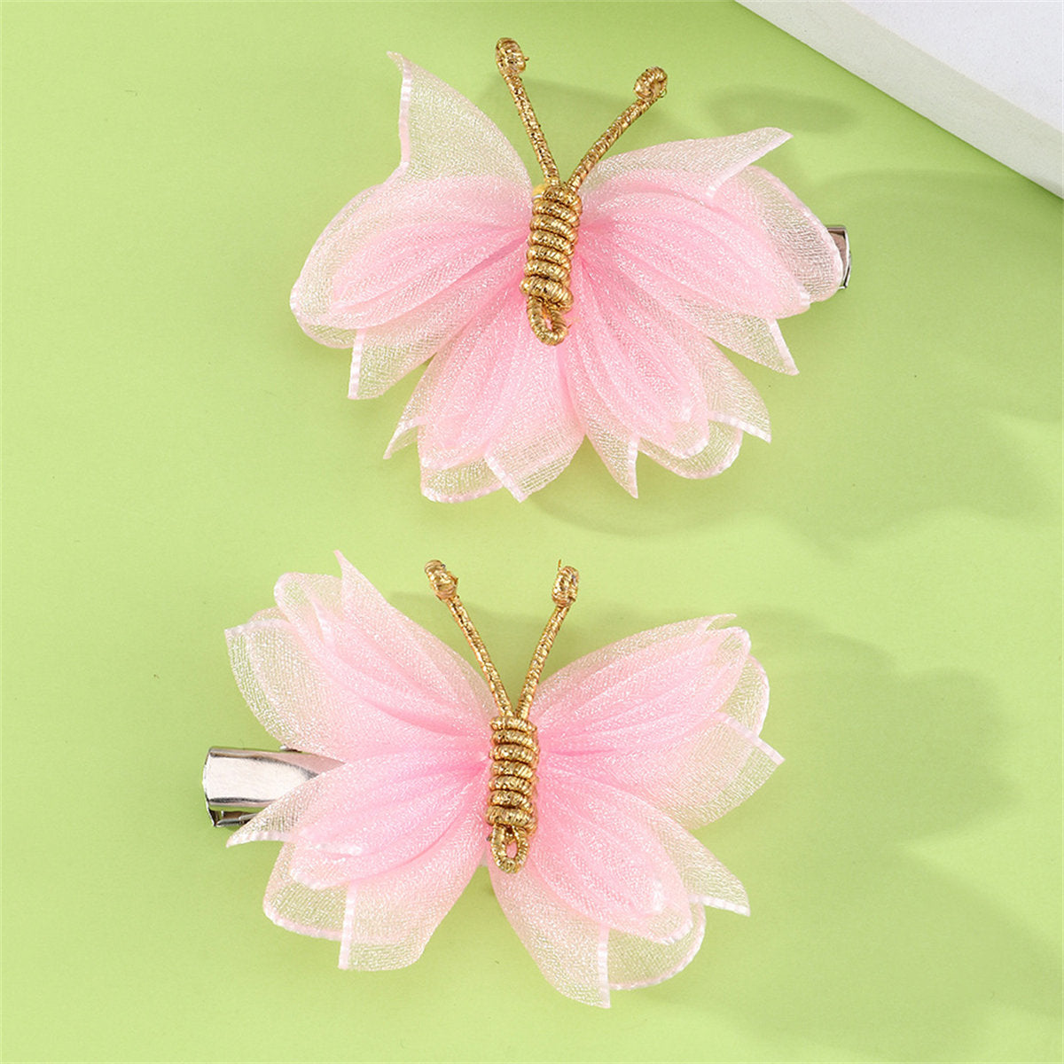 Children's 2-pack hand-woven mesh butterfly hairpins