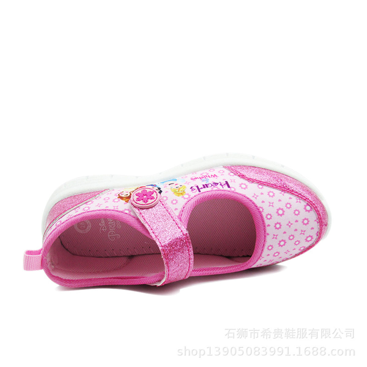 Little girls' shiny princess series pink soft bottom low top canvas shoes