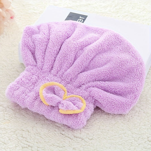 Bow Coral Fleece Princess Hat High Density Coral Fleece Dry Hair Hat