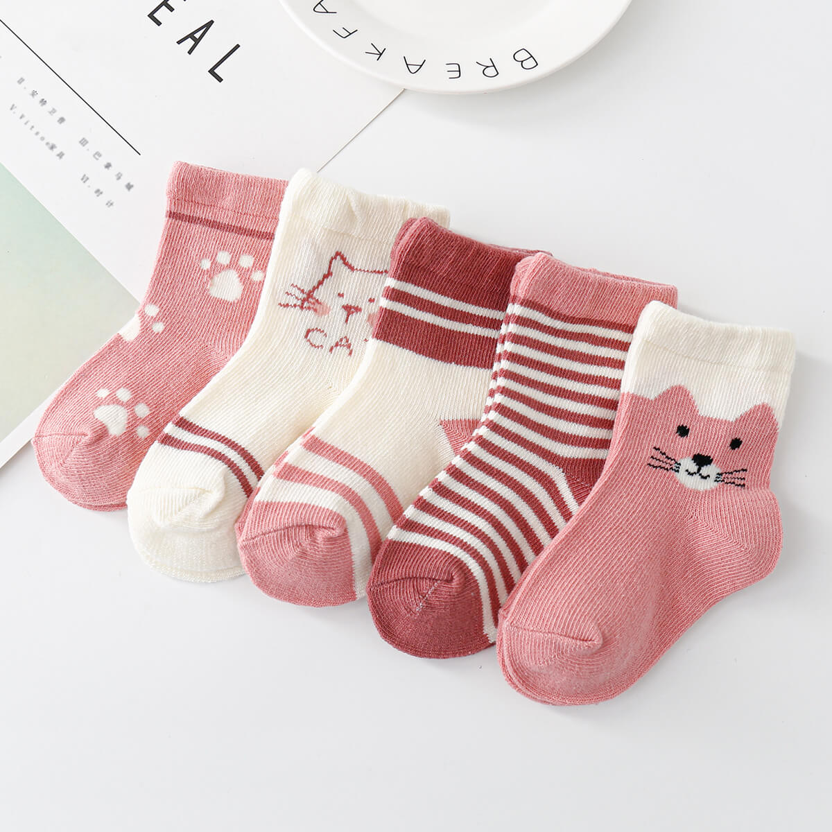 5-piece Boys Bear Knee-High Stockings