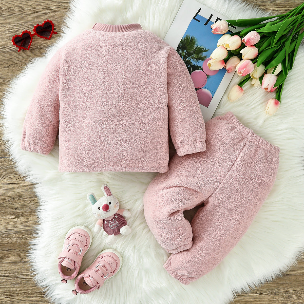 Autumn and winter velvet thickened children's pajamas women's pajamas set