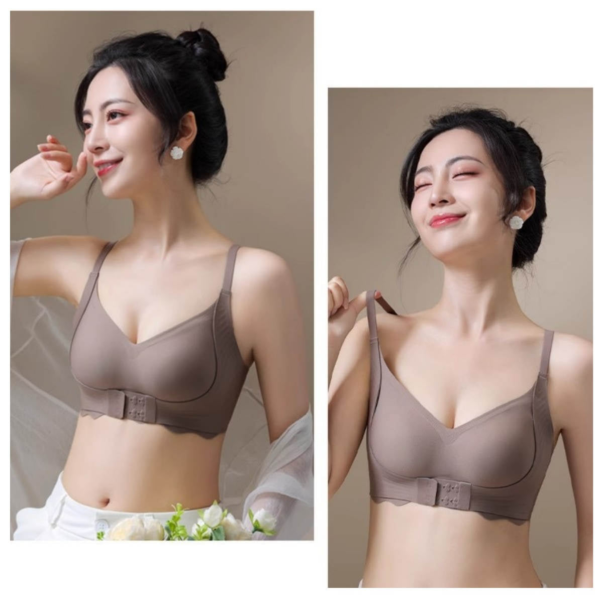 Front clasp bra for women with small chest and large breasts