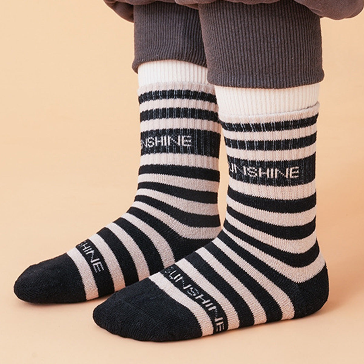 Children's Terry Stripe Plush Socks 4 Pairs