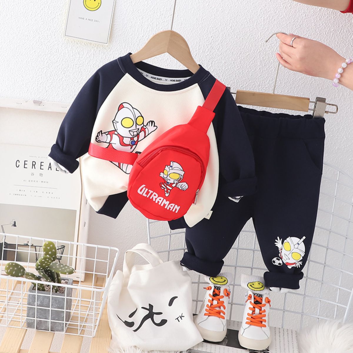 Boys sweater suit autumn children&#39;s sports children&#39;s clothing street fashion autumn backpack spring and autumn style