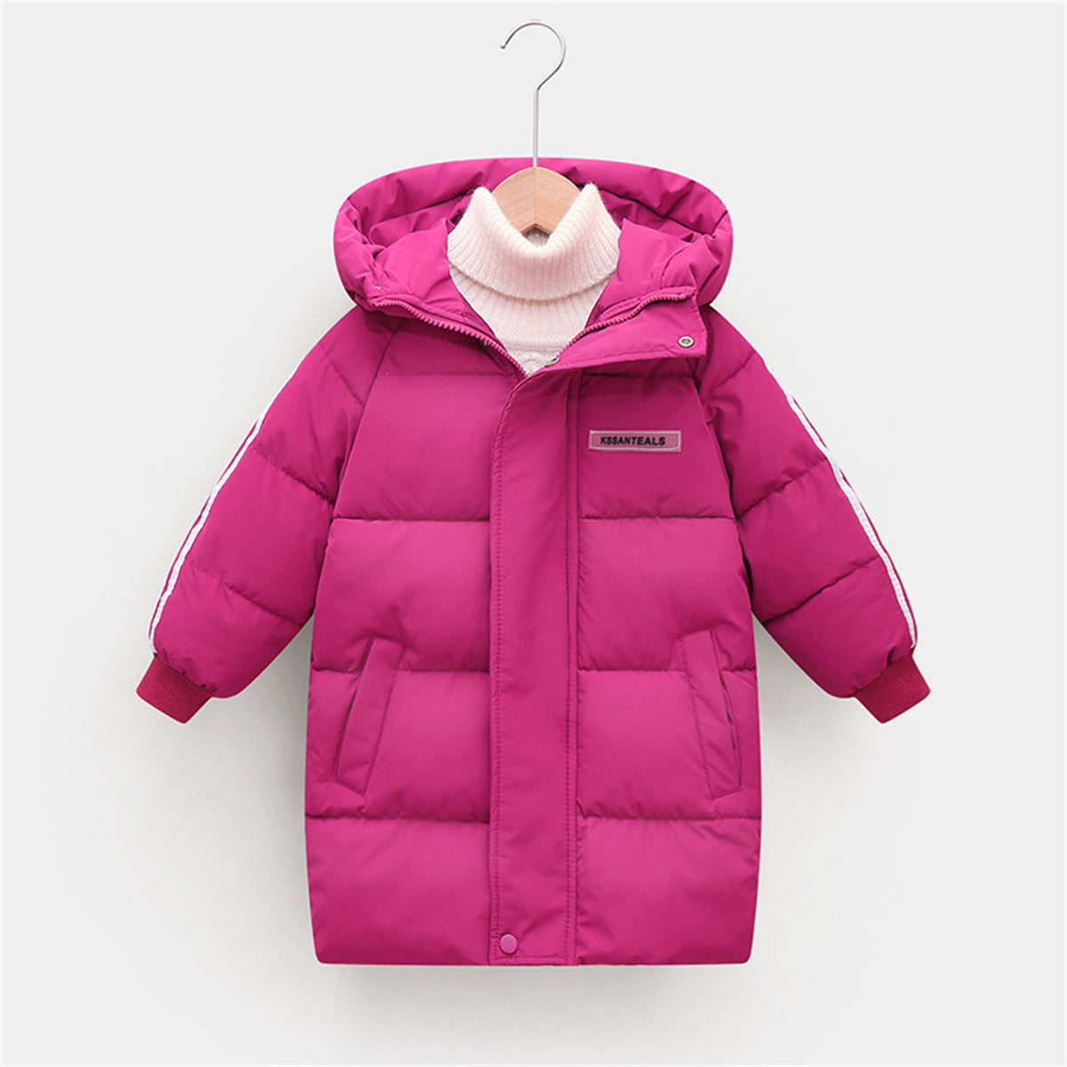 Children's mid-length cotton coat, boys' long thick coat