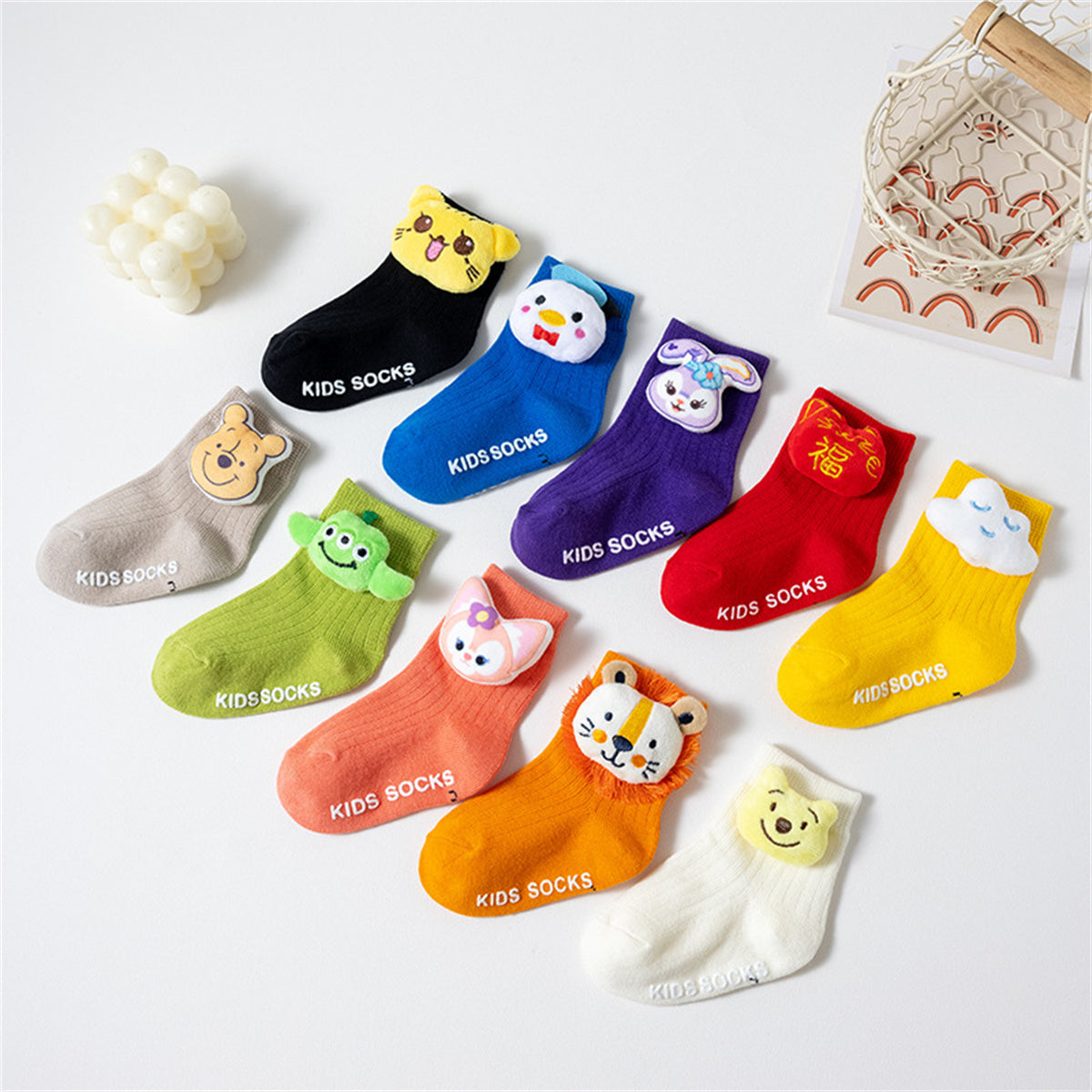 Children's autumn and winter cute doll socks infant mid-tube short socks