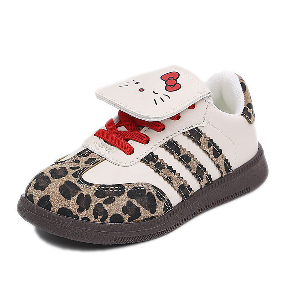 Middle and large girls autumn Kate cat leopard print soft bottom low top canvas shoes