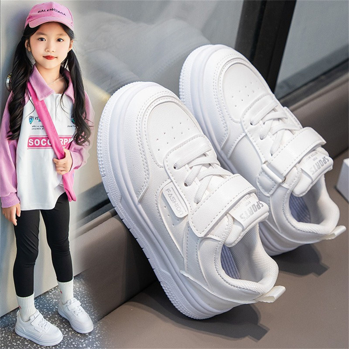 Autumn bright series casual fashion style low-top sneakers for middle and large children and girls