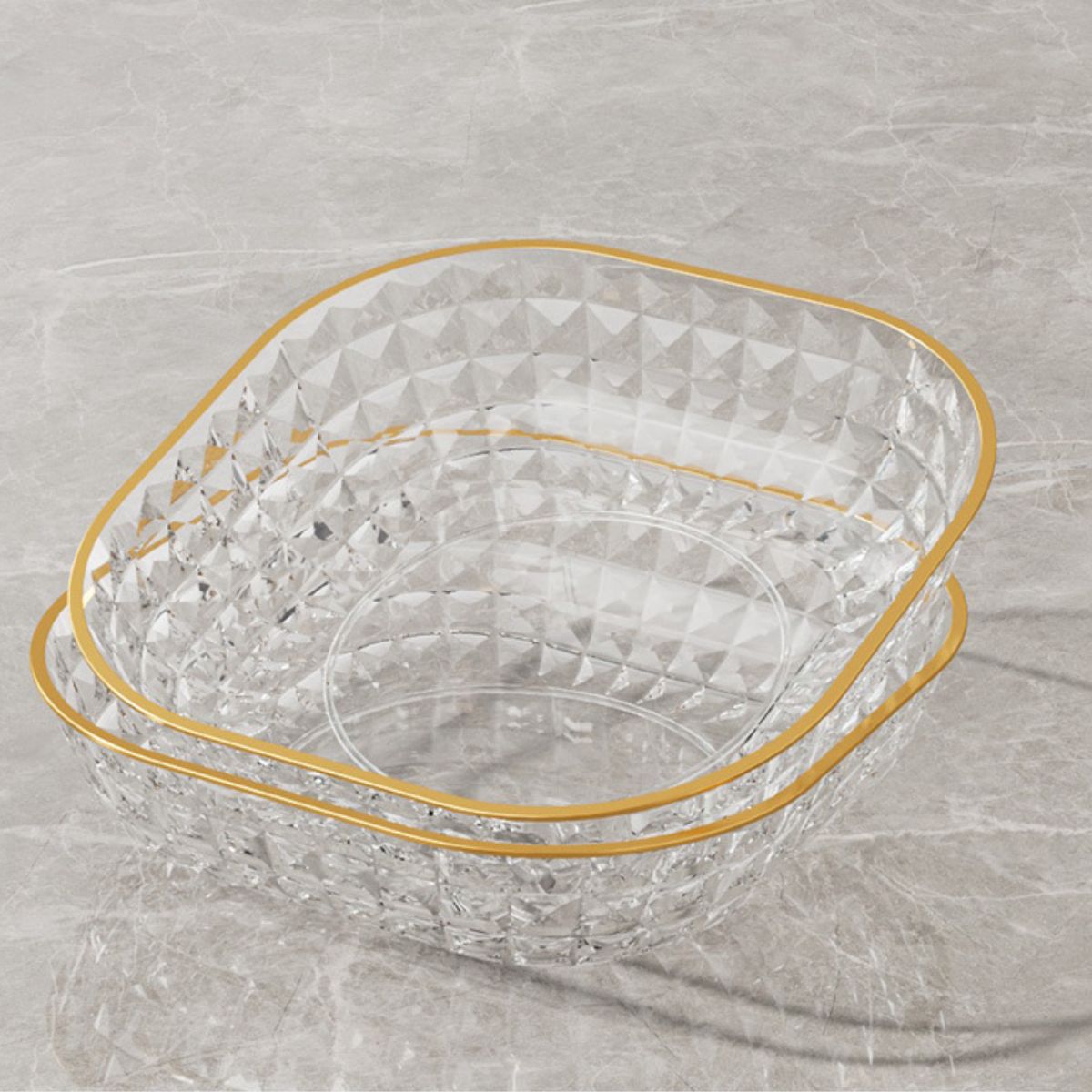 Household transparent bone spitting dish stand set plastic gold edge light luxury easy to clean bone spitting dish living room one dish multi-purpose