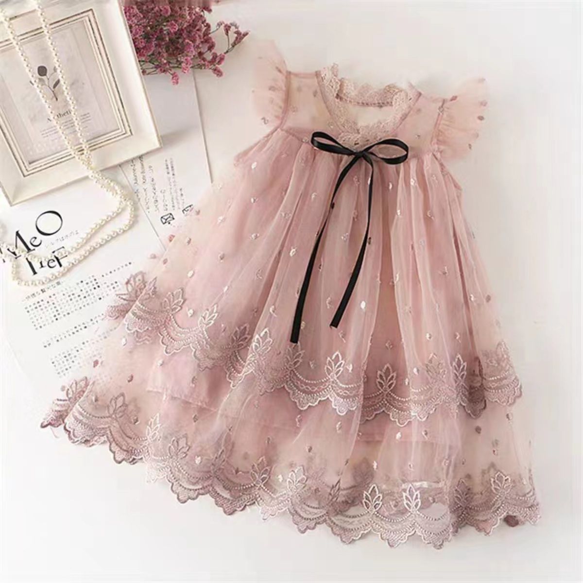 Girls' Western-style princess dress new children's dress embroidered mesh tulle skirt dress fairy