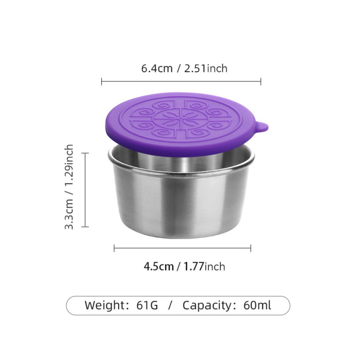 304 stainless steel sauce cup with lid, silicone lid, sealed, leak-proof, fresh-keeping sauce cup, seasoning dish