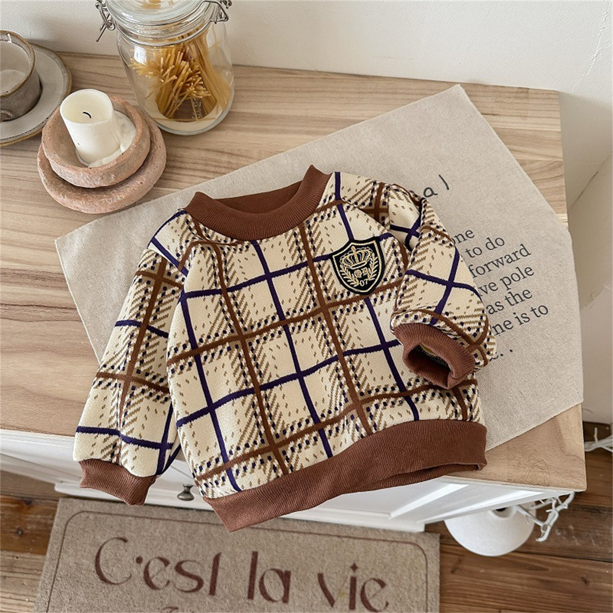 Girls autumn and winter long sleeve fleece sweater bottoming shirt