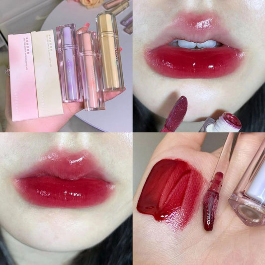 Mirror water gloss jelly lip triangle transparent tube lip glaze