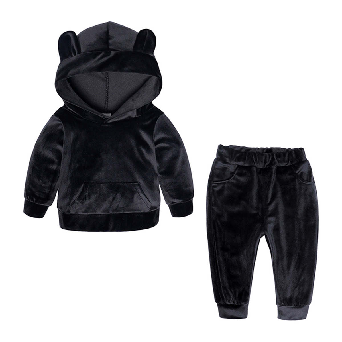 Baby autumn sweatshirt two piece set gold velvet sportswear