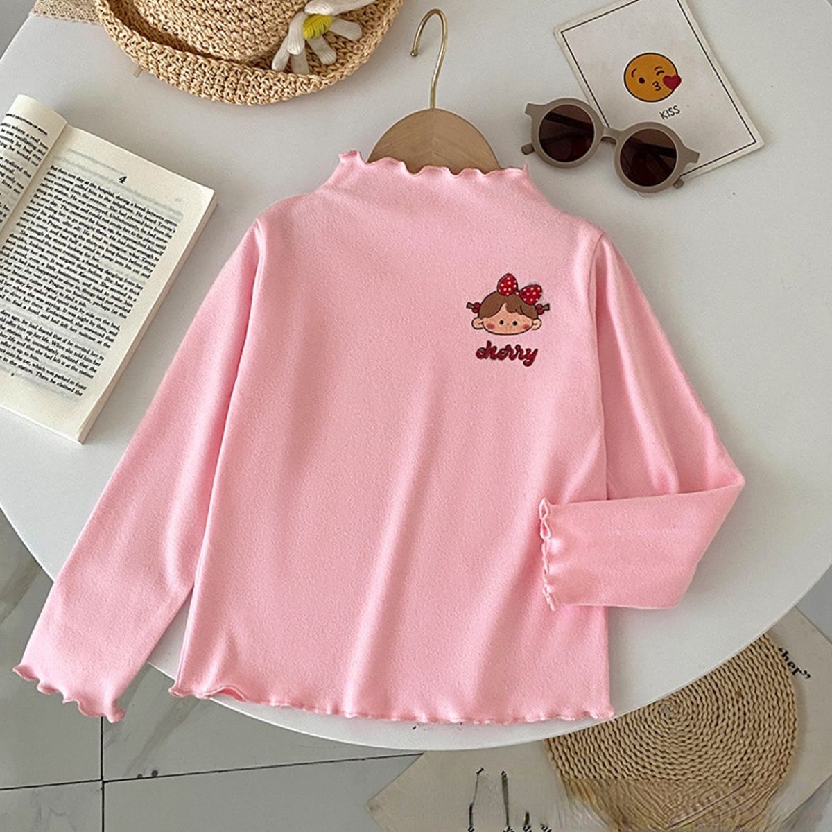 Children's autumn long-sleeved princess new solid color trendy bottoming shirt with comfortable T-shirt