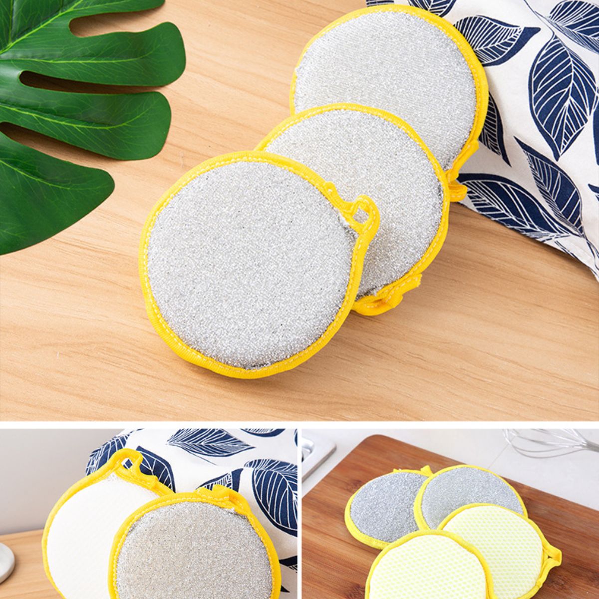 Round kitchen sponge dishwashing scouring pad 12 pieces