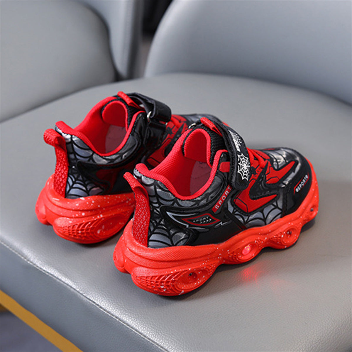 Children's LED spider web luminous sports shoes