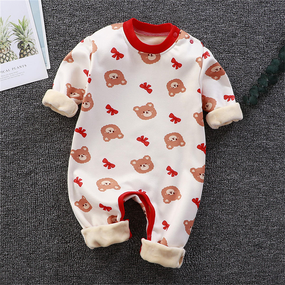 Baby jumpsuit autumn and winter warm suit newborn clothes plus fleece romper