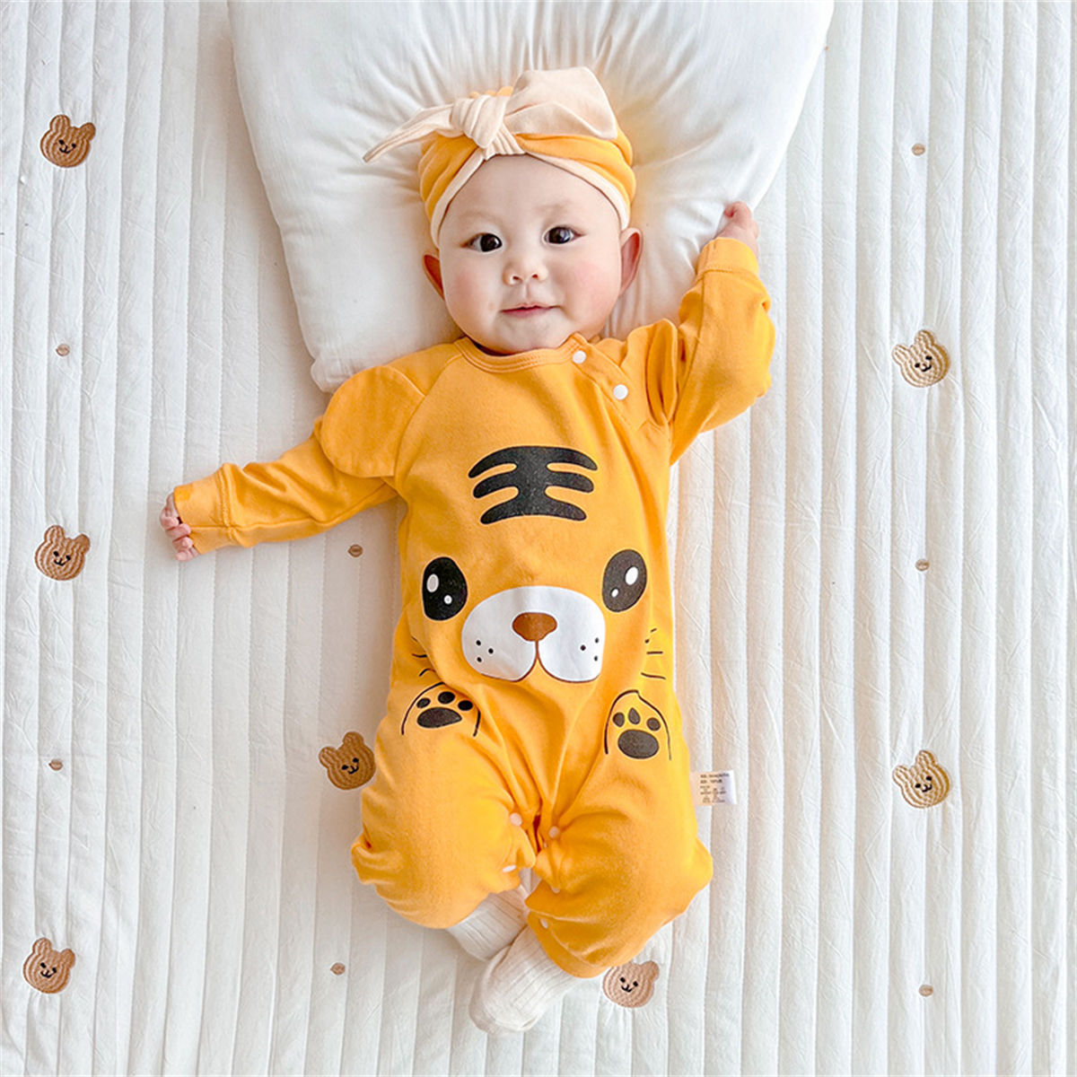 Newborn Double-sided Cartoon Tiger Cotton Romper