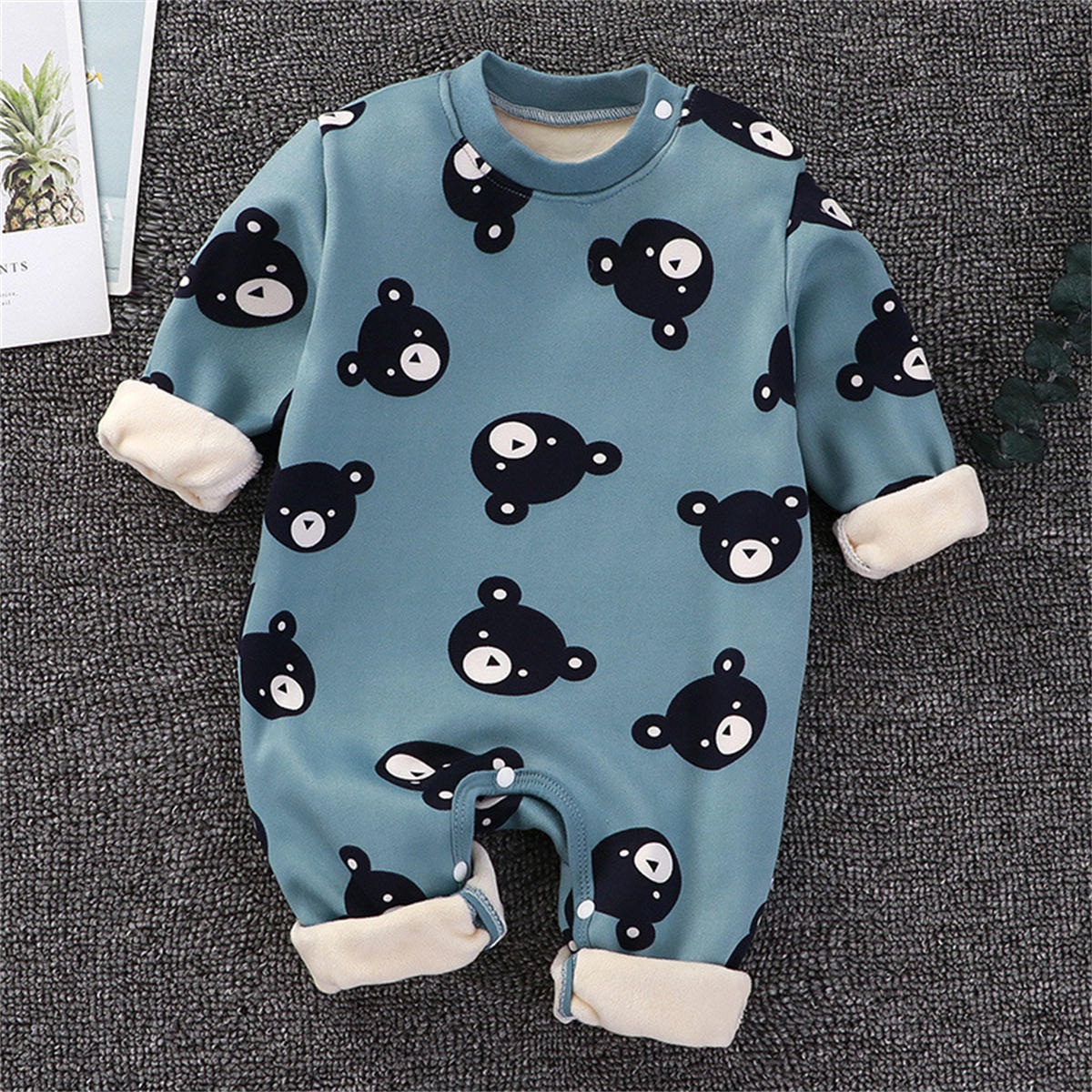 Baby jumpsuit autumn and winter warm suit newborn clothes plus fleece romper