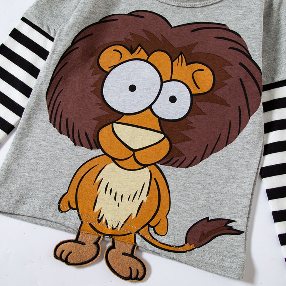 Striped Sleeve 3D Cartoon T-shirt