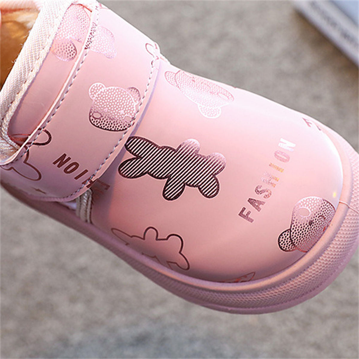 Children's winter velvet cute printed warm waterproof low-top cotton shoes for boys and girls