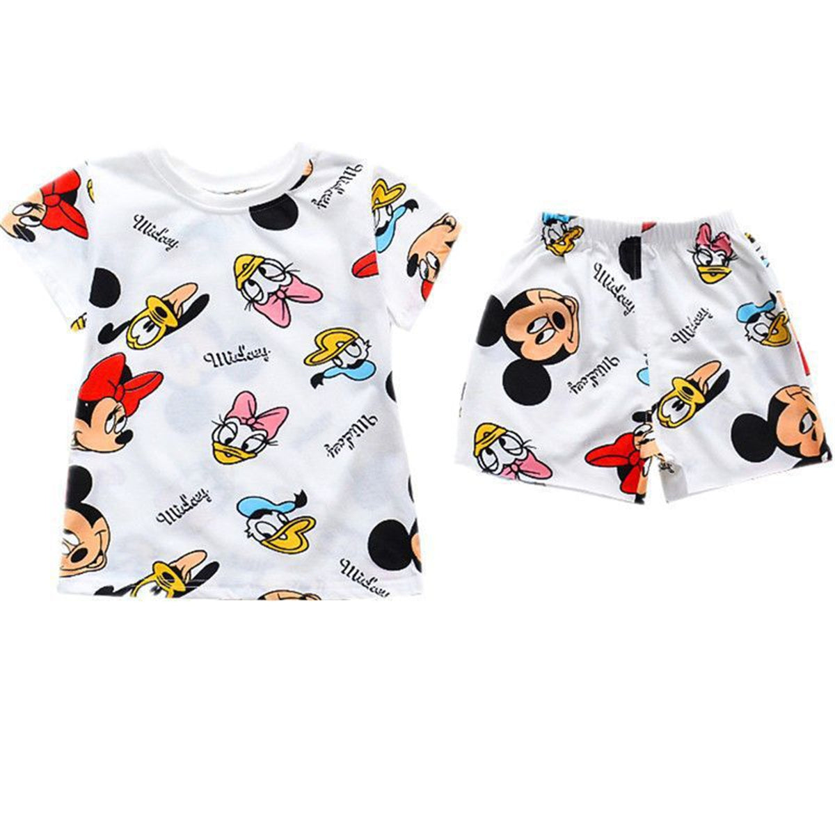 2024 New Summer Cartoon Print 2-piece Short-sleeved T-shirt Home Daily Universal Set