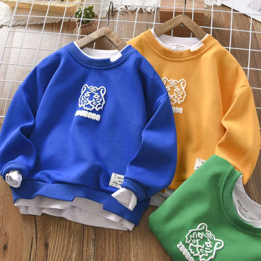 New autumn tops for middle and large children, long sleeves, versatile style