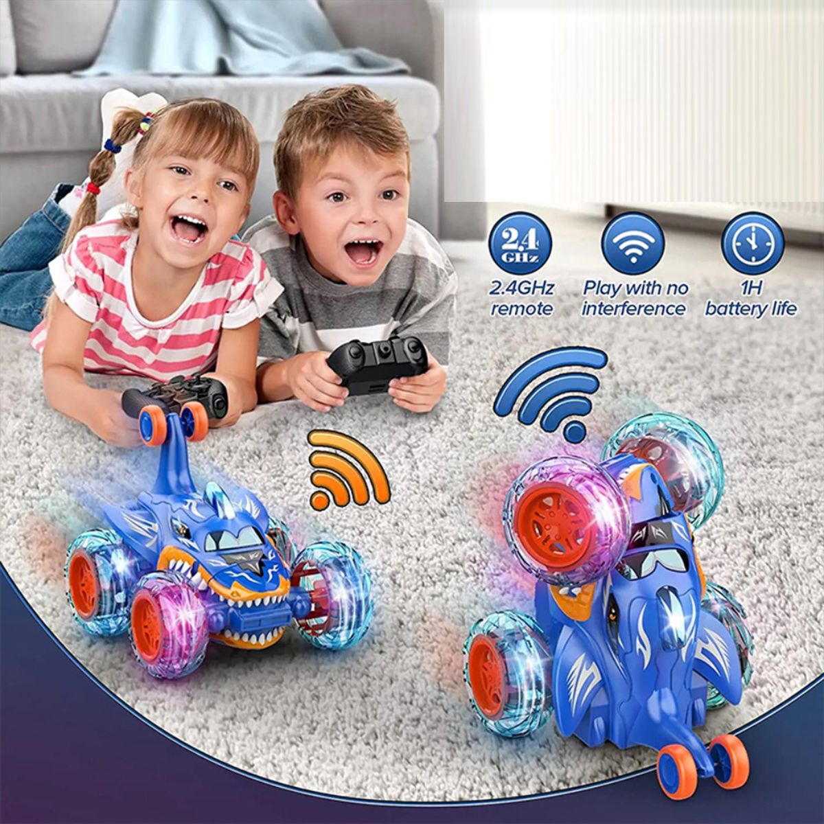 Children's remote control car 360 degree rotation stunt light remote control dump truck toy