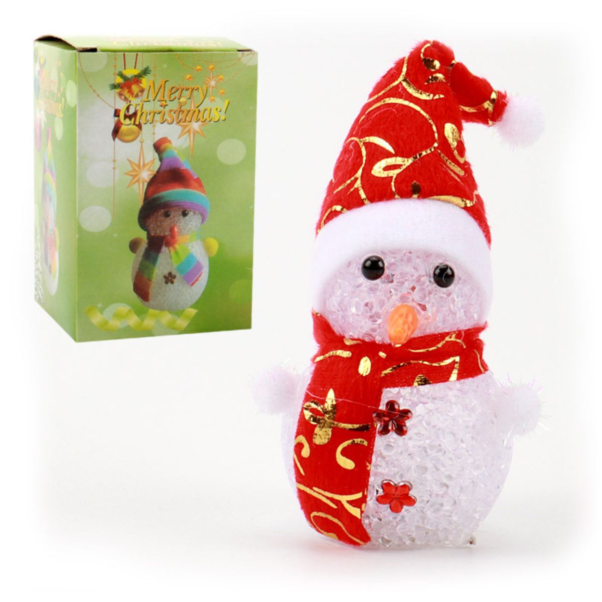 Glowing Christmas Colorful Crystal Snowman Toy