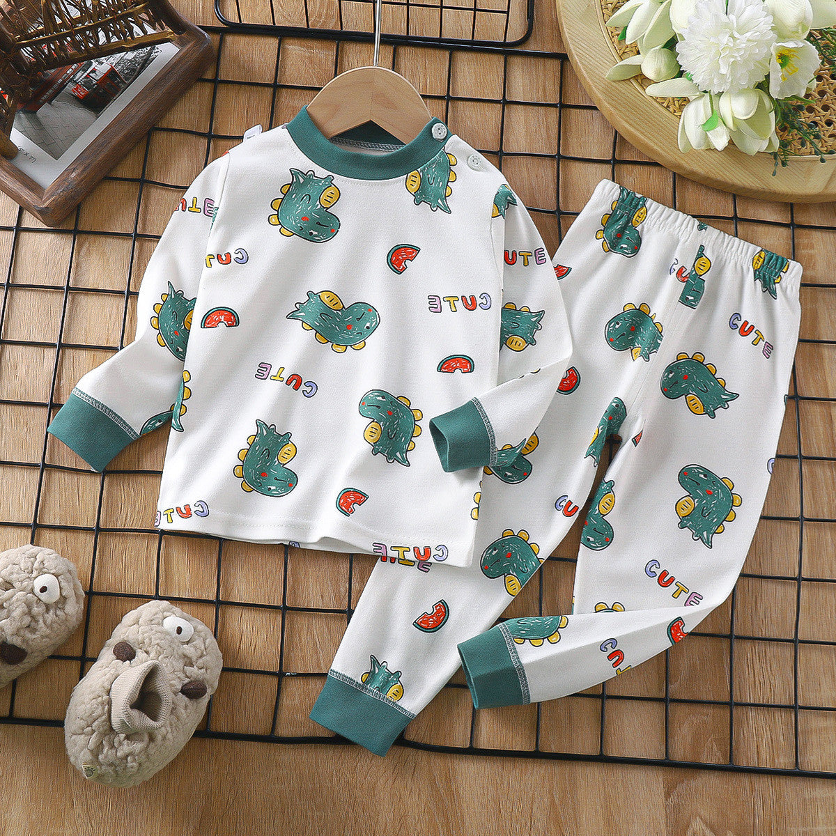 Children's cotton underwear autumn clothes autumn trousers suit baby set base clothes boys and girls pajamas spring autumn winter clothes