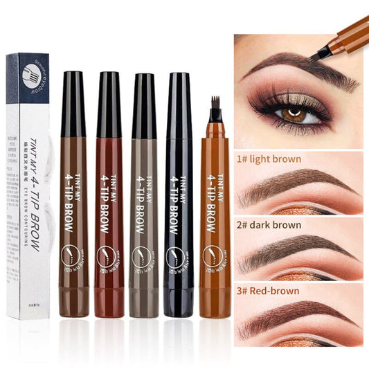 Four-pronged eyebrow pencil waterproof and not easy to fade four-pronged liquid eyebrow pencil straight eyebrow makeup eyebrow pencil