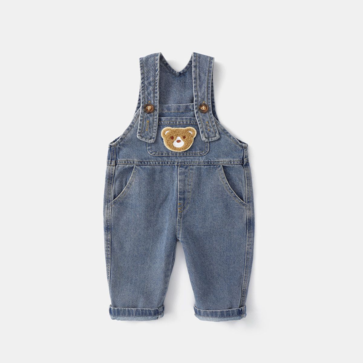 Baby denim overalls children's spring new boys and girls cartoon casual pants