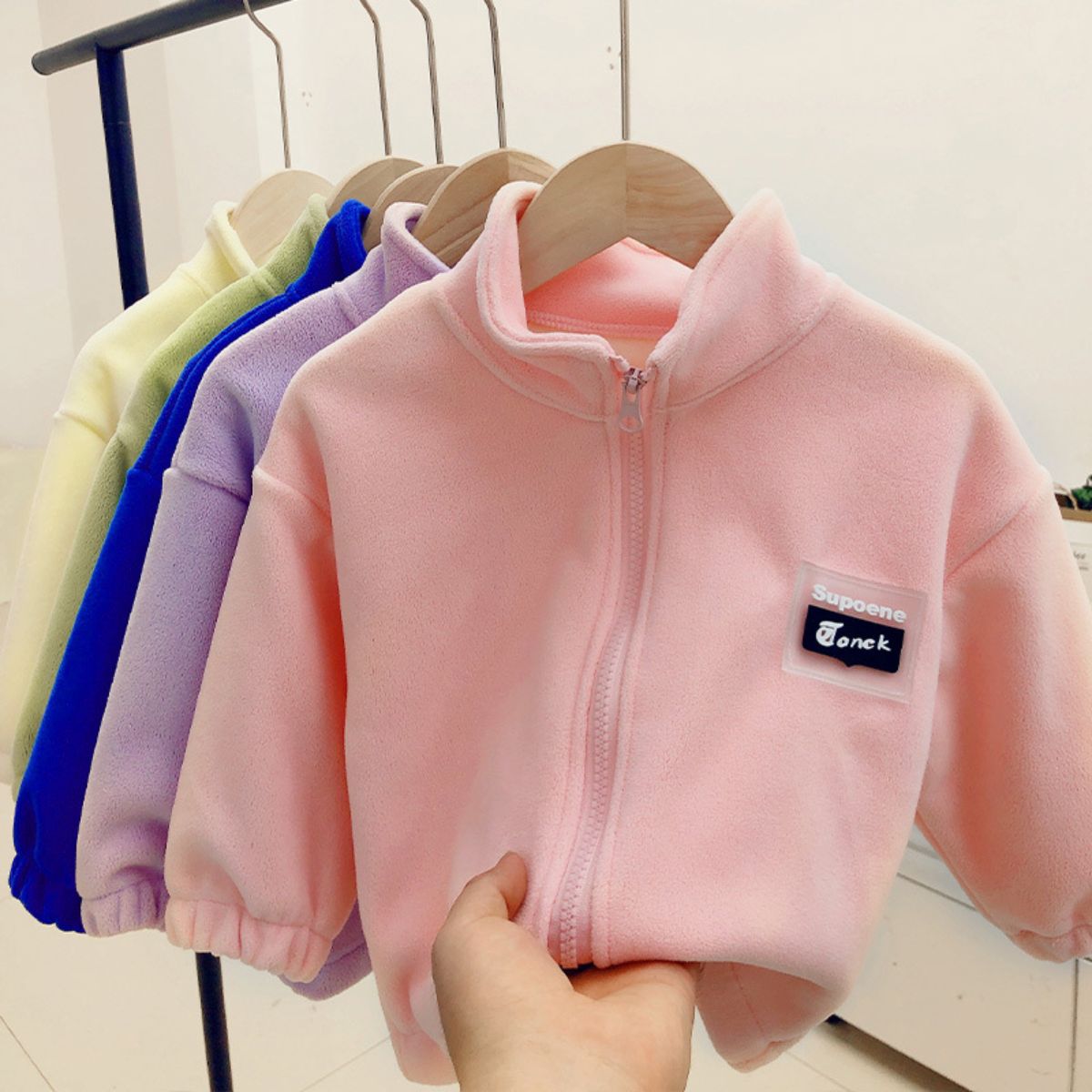 Children's coats, boys' fleece warm autumn and winter clothes, girls' casual tops