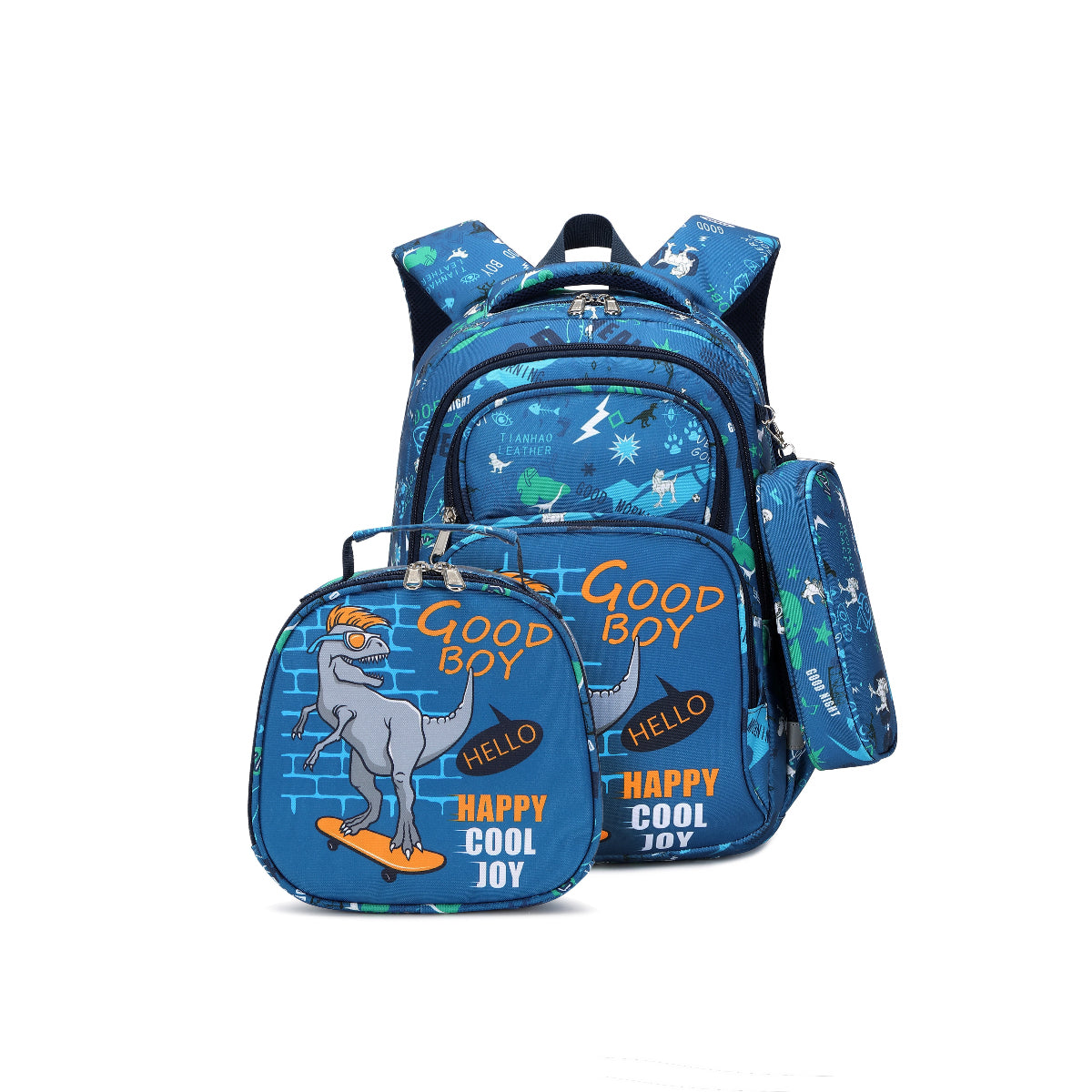 Elementary School Children's Schoolbag Three Sets of Dinosaur Schoolbag Spine Protection Decompression