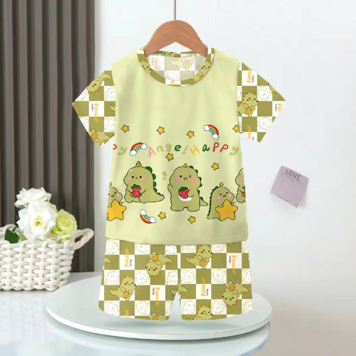 Boys cartoon short-sleeved thin baby children's fashionable casual air-conditioned home clothes set