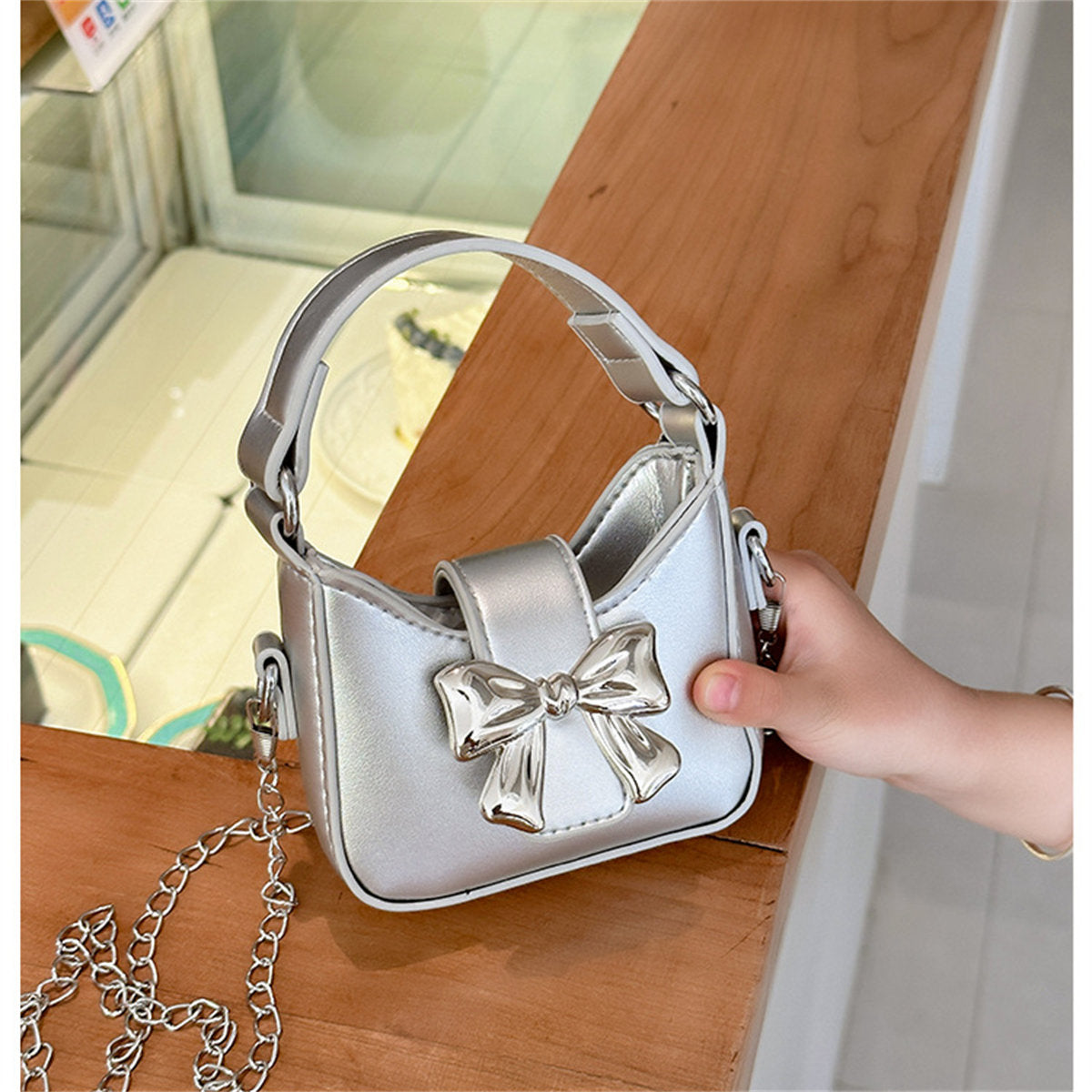 Children's Candy Color Bow Mini Handbag Parent-child Chain Crossbody Bag Lipstick Bag