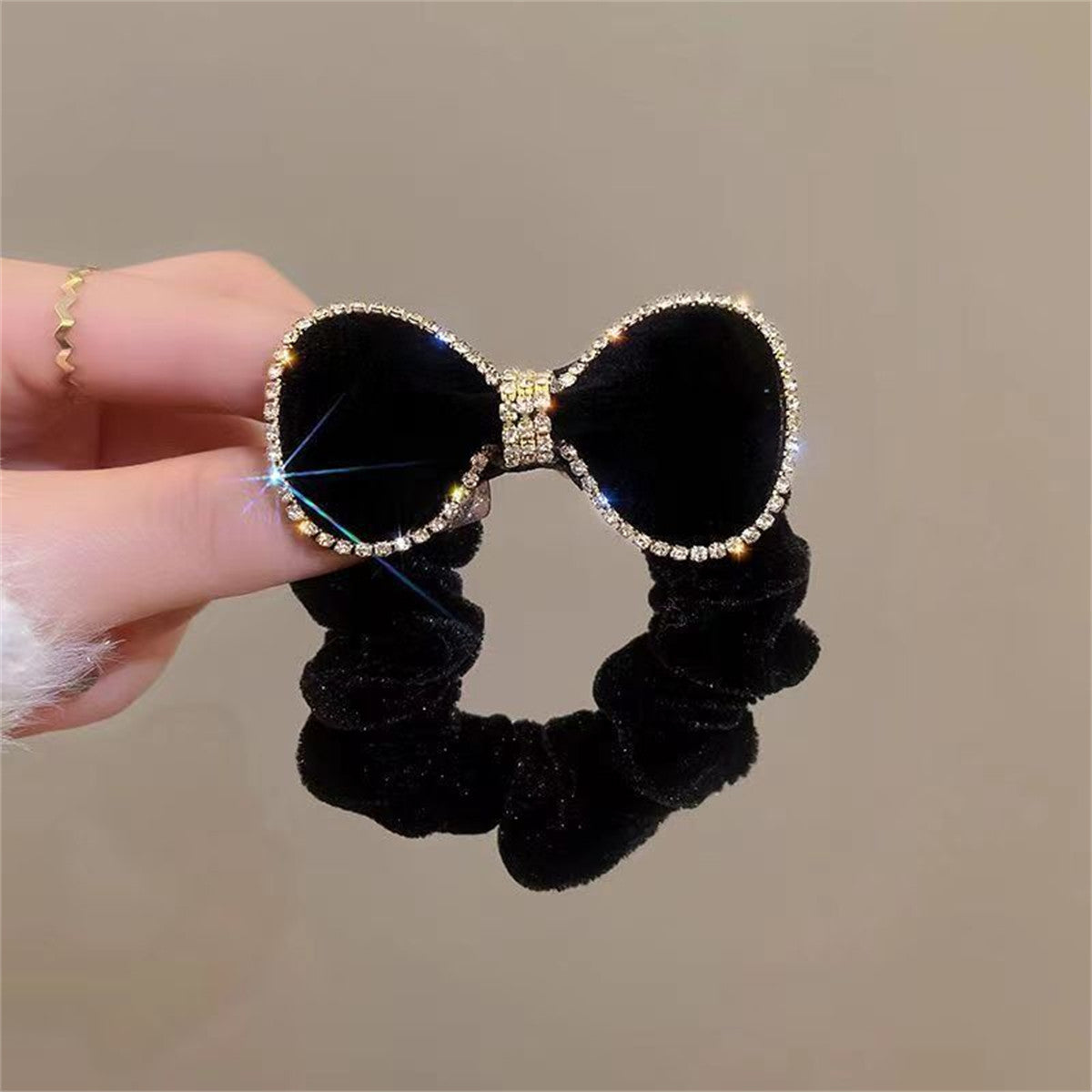 Women's velvet hair tie elegant and exquisite bow diamond hair tie