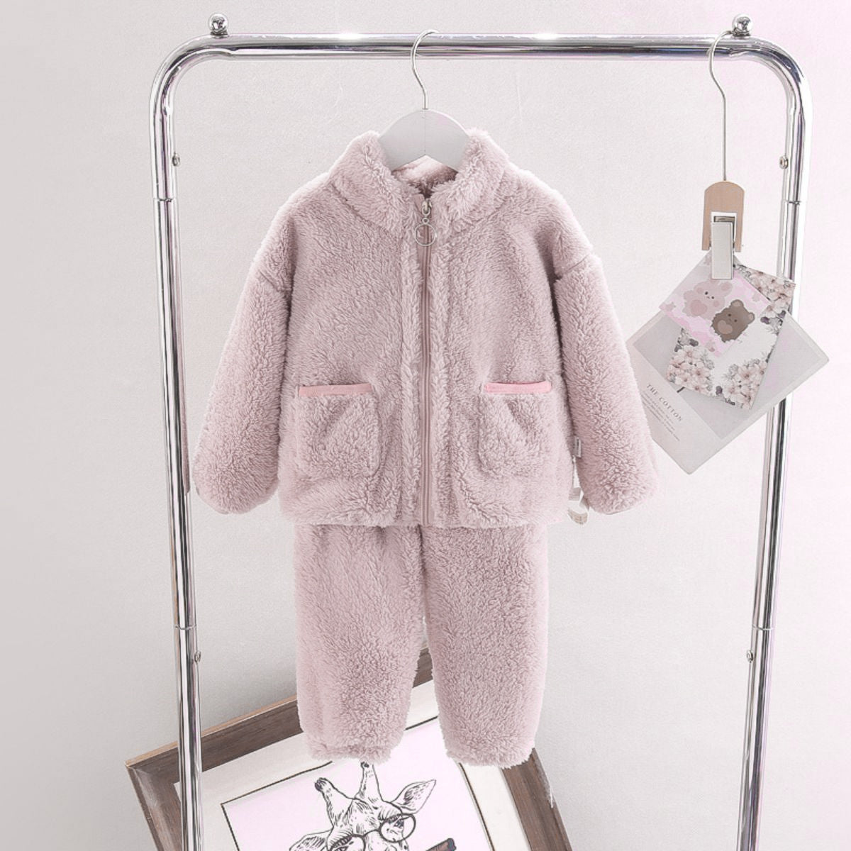 Autumn and winter boys and girls fleece home wear suits