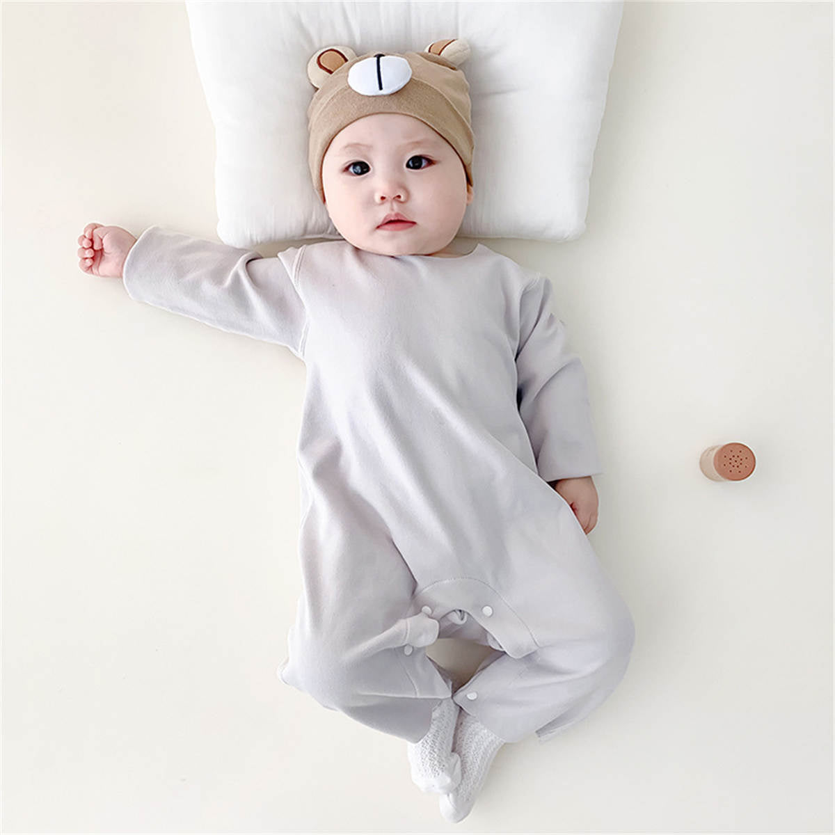 Infant and toddler double-sided brushed long-sleeved boneless warm romper