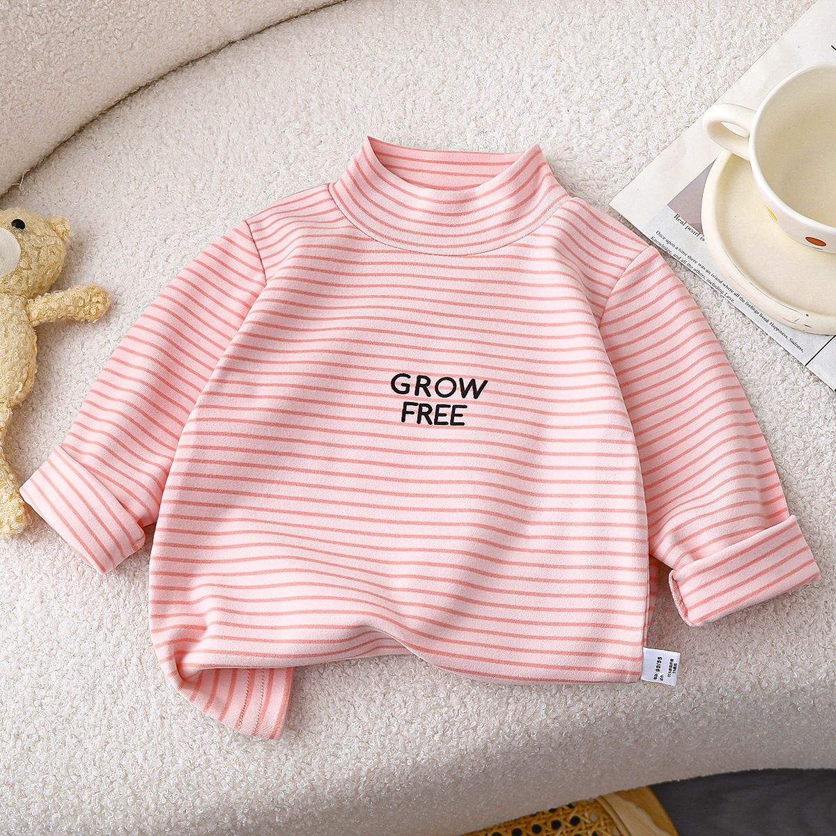 Children's bottoming shirt autumn new baby velvet t-shirt high collar winter boy long sleeve warm girl children's clothing