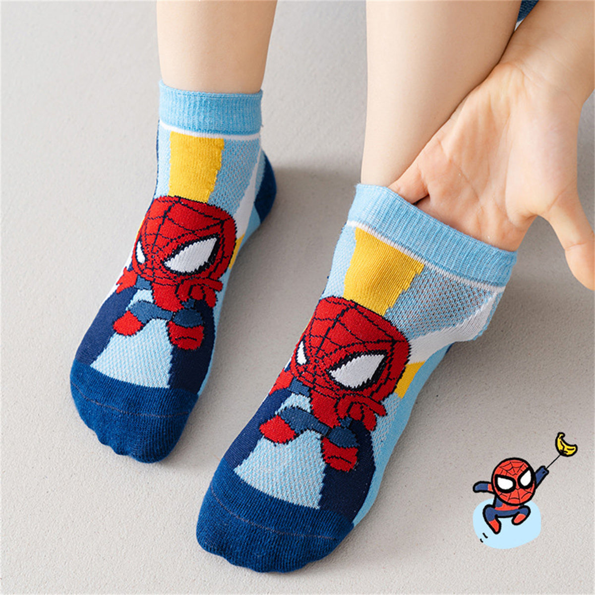 Children's 5-pair set of cartoon spider socks