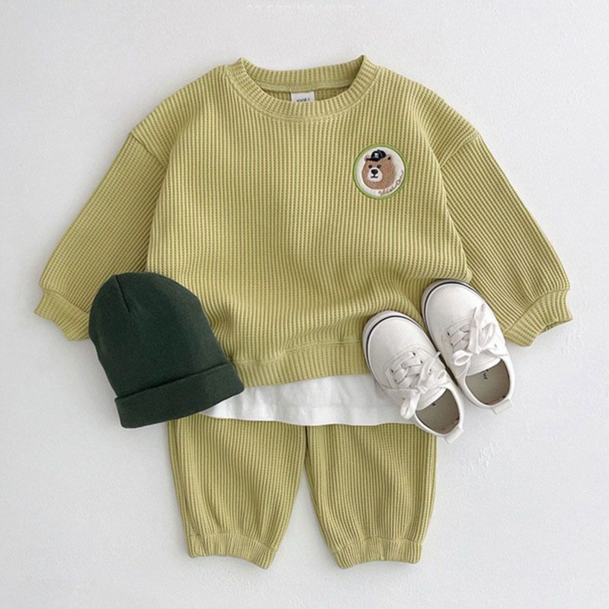 Autumn and winter boys and girls cartoon casual waffle suit