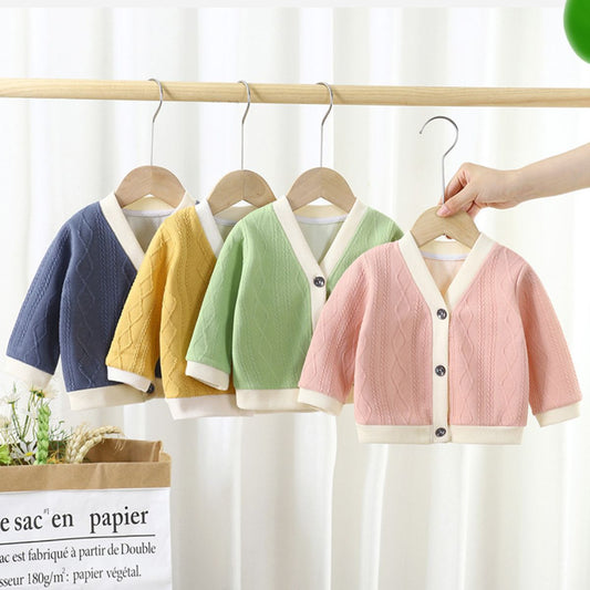 Children's sweater spring and autumn baby knitted sweater V-neck cardigan jacket boy girl baby child long sleeve child