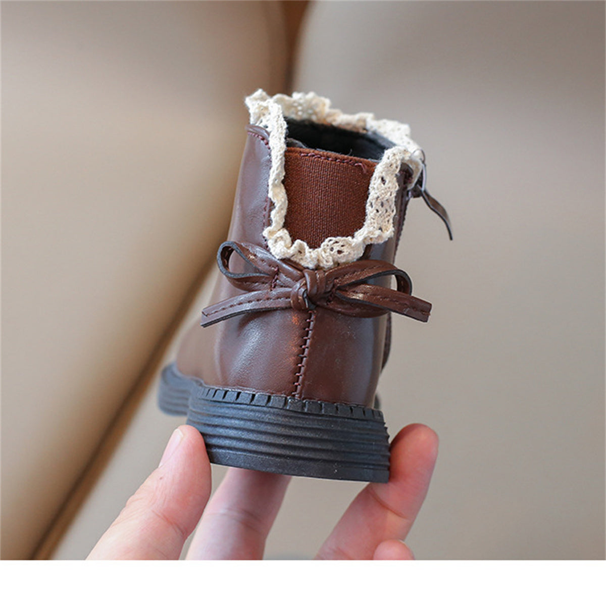 Sweet and stylish lace solid color ladies style short boots for little girls