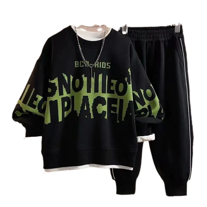 Middle and large boys' sweatshirt sports loose suit