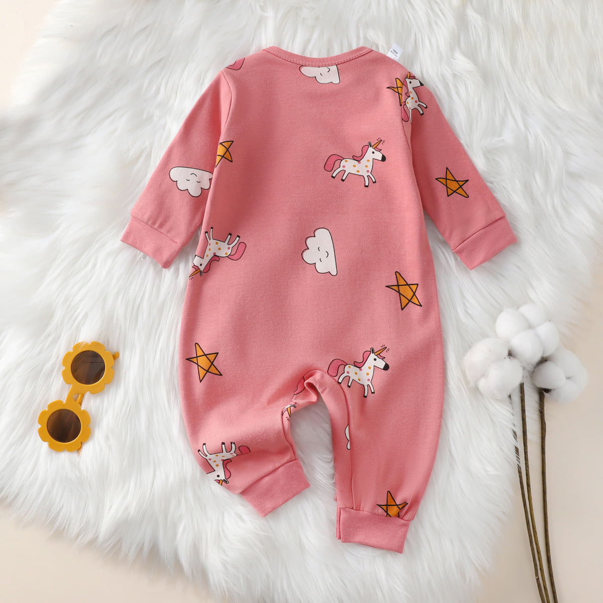 Baby spring and autumn cartoon romper long sleeve long pants newborn baby romper