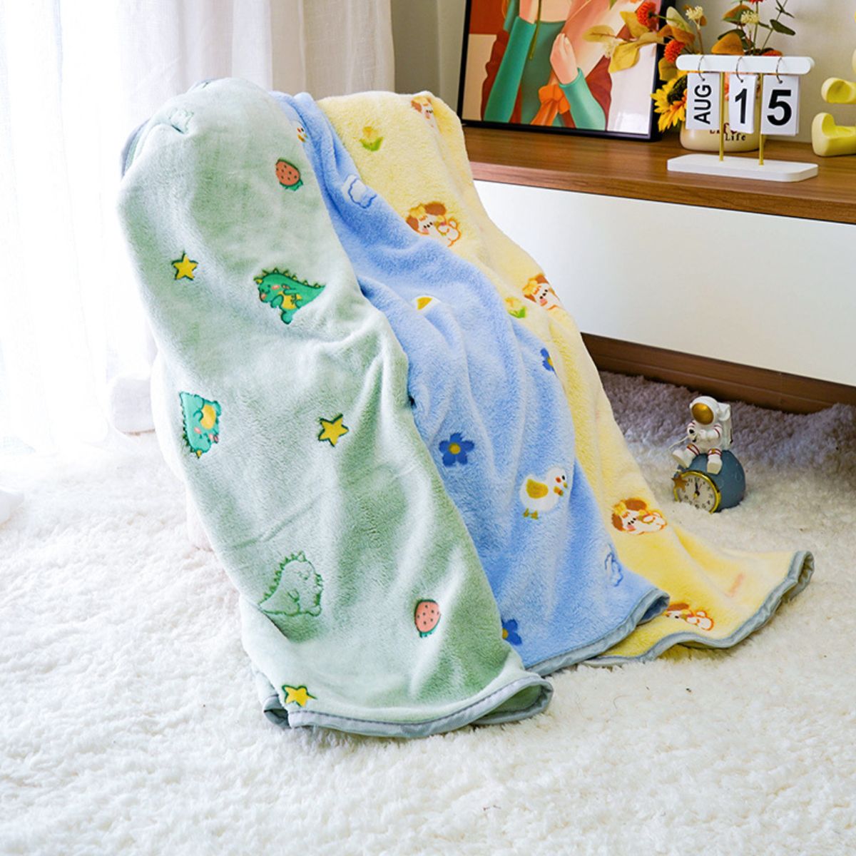 Cartoon Print Thick Sleeping Mat Warm Blanket