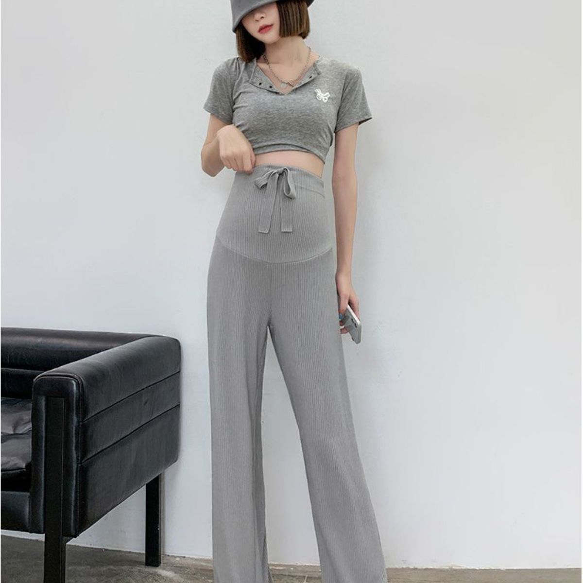 summer thin wide leg maternity pants